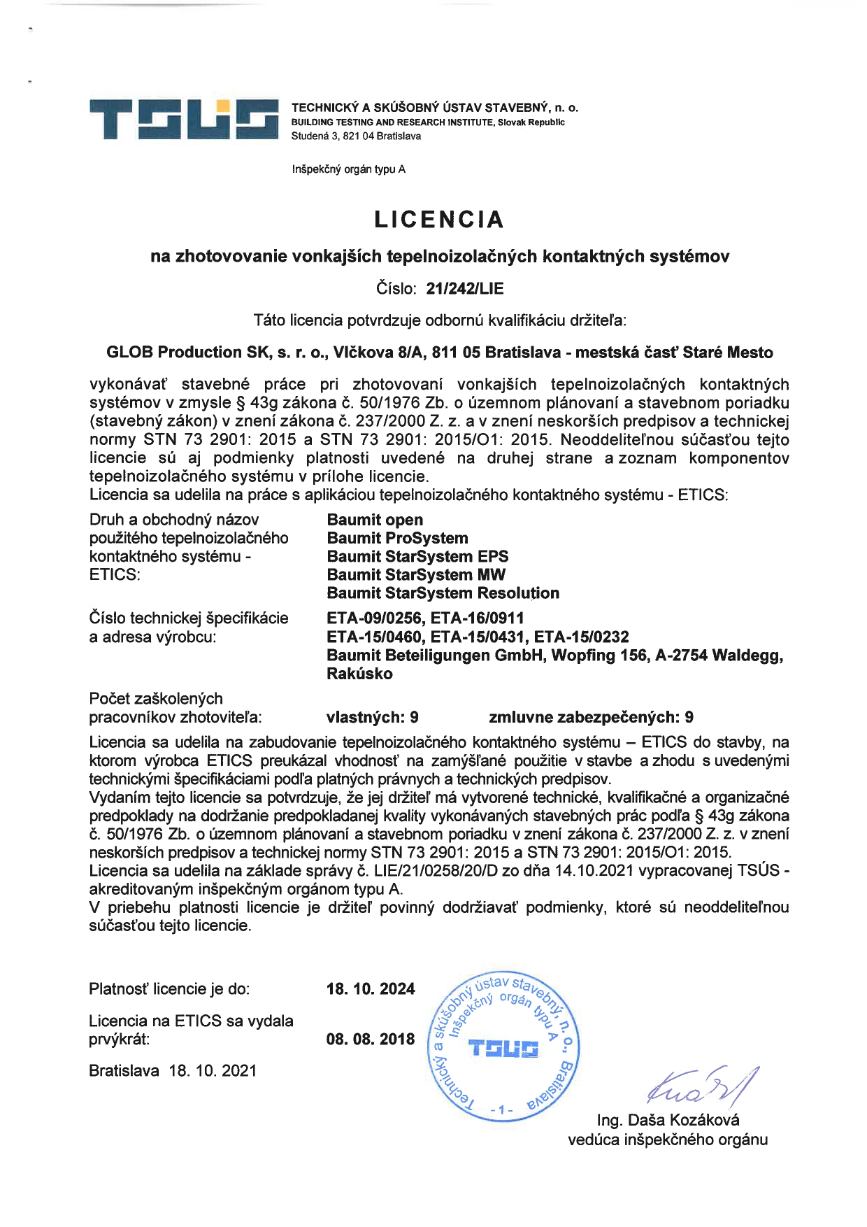  TSUS - Licencia BAUMIT